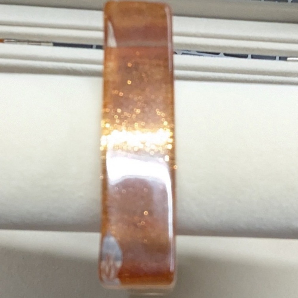 Vintage‎ Square Bangle Bracelet Orange Amber Glitter Sparkly Geometric Shimmer